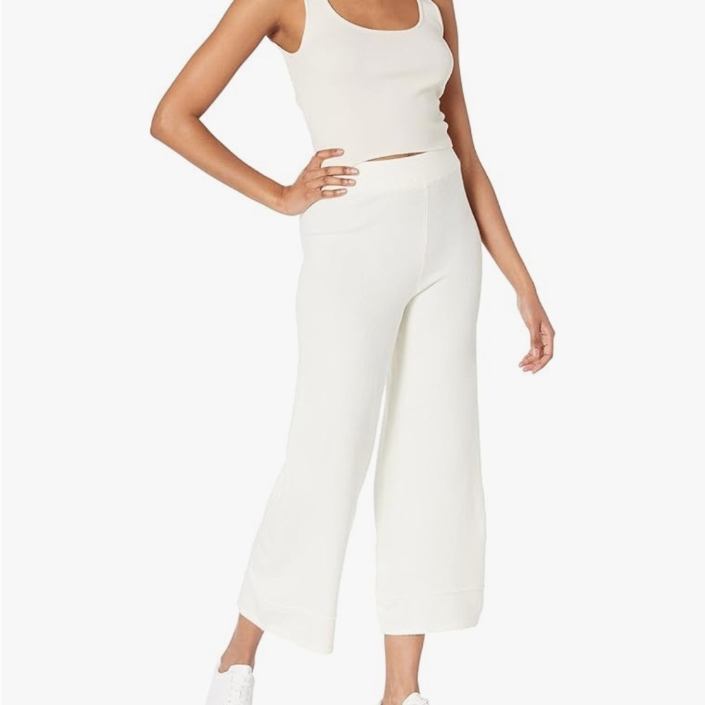 The Drop Bernadette Pull-on Loose-fit Cropped Sweater Pants Cream Sz 2X Women